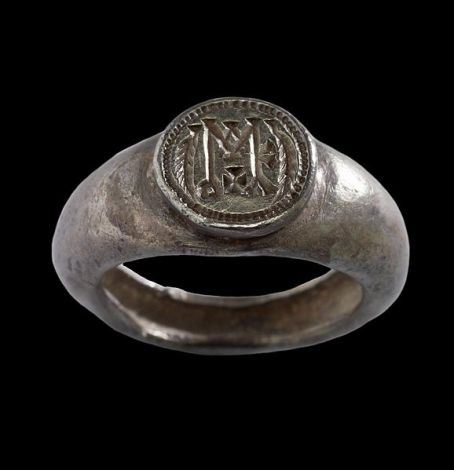 A 6th century monogrammed signet ring from the Walters Art Museum reading "Of Mark"