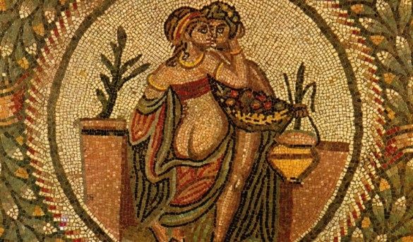 Mosaic from a bedroom at the Villa Romana del Casale, outside Piazza Armerina, Sicily. 